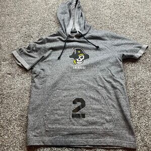 Under Armour Hoodie Mens L Short Sleeve Lacrosse Skull Pirate‎ Logo Gray